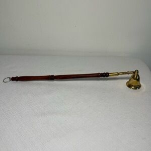 Vintage brass and wood candle snuffer - use or shelf decor